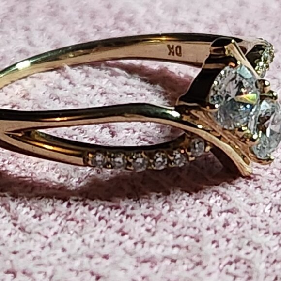 JTV White Cubic Zirconia 10k Yellow Gold Ring - Picture 5 of 10